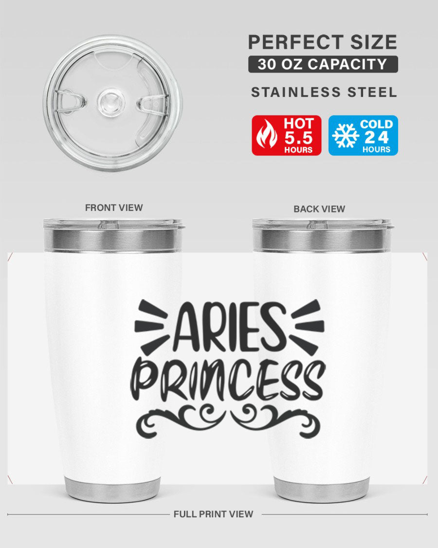 Aries Princess 117# 20oz Tumbler featuring double wall vacuum insulation and a stylish design, perfect for hot and cold beverages.