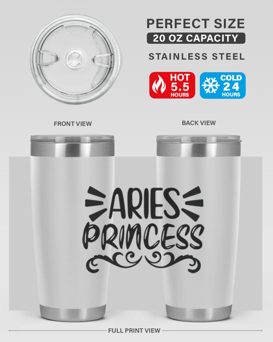 Aries Princess 117# 20oz Tumbler featuring double wall vacuum insulation and a stylish design, perfect for hot and cold beverages.