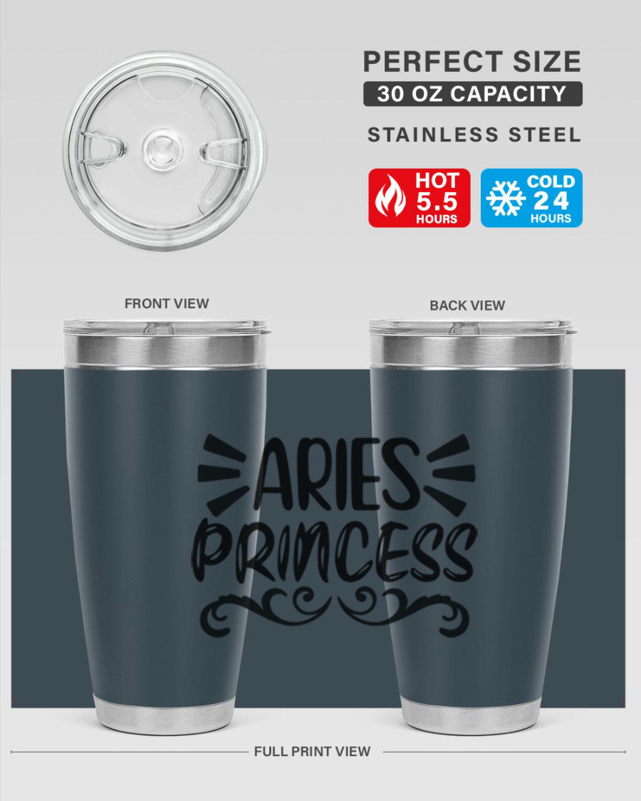 Aries Princess 117# 20oz Tumbler featuring double wall vacuum insulation and a stylish design, perfect for hot and cold beverages.