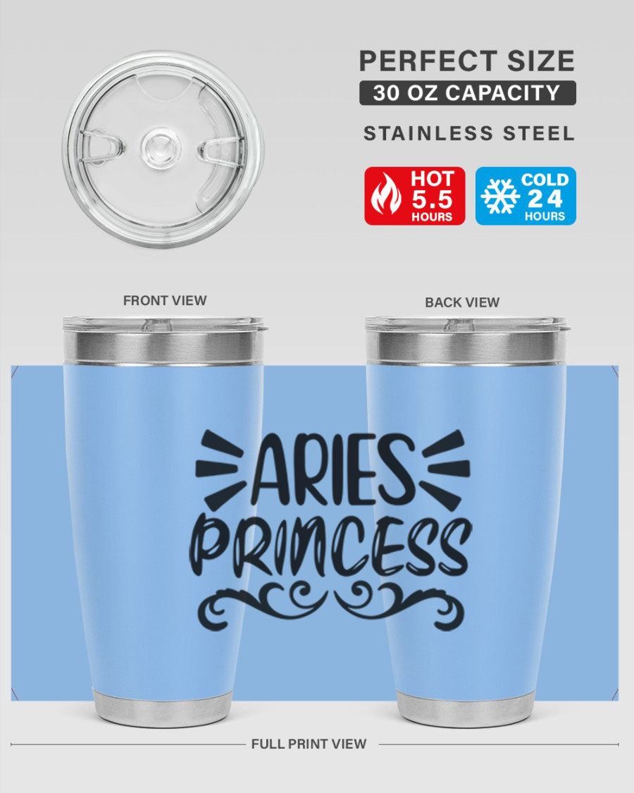 Aries Princess 117# 20oz Tumbler featuring double wall vacuum insulation and a stylish design, perfect for hot and cold beverages.