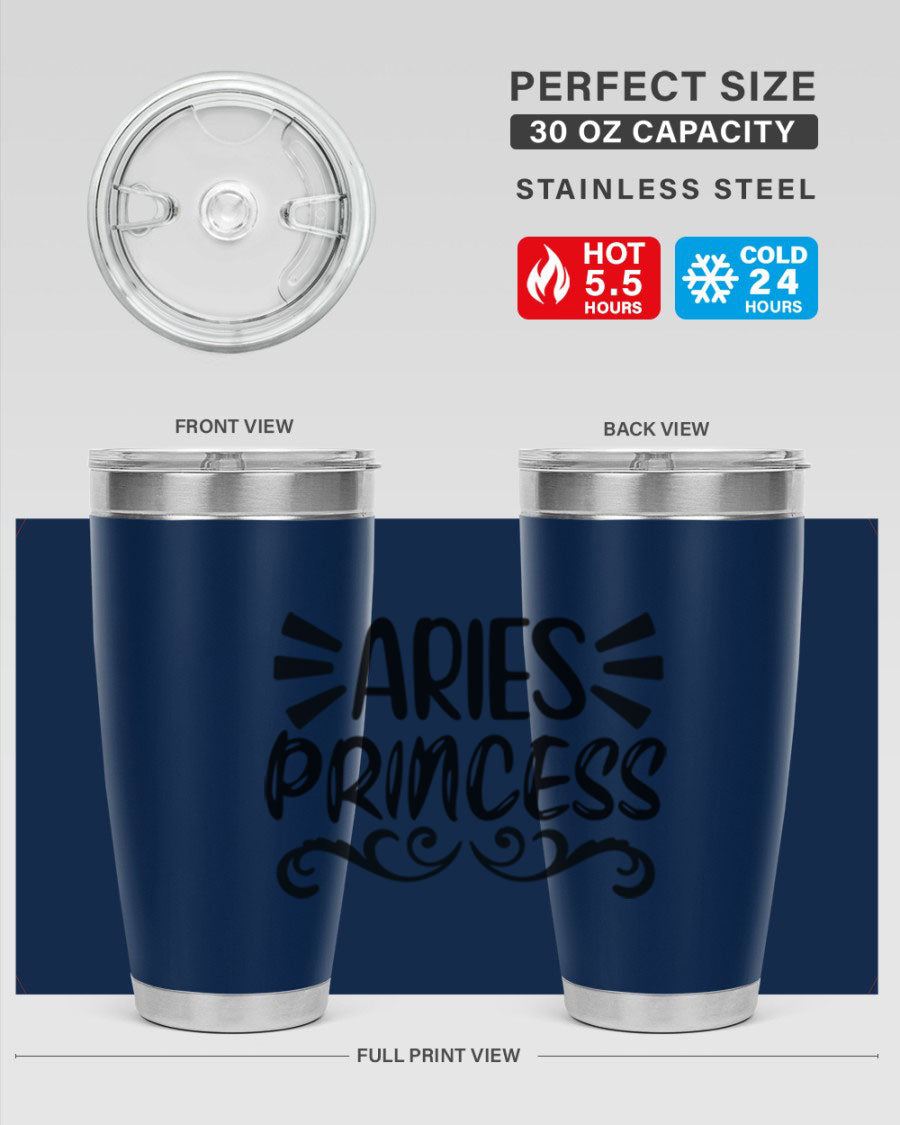 Aries Princess 117# 20oz Tumbler featuring double wall vacuum insulation and a stylish design, perfect for hot and cold beverages.