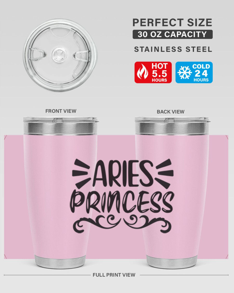 Aries Princess 117# 20oz Tumbler featuring double wall vacuum insulation and a stylish design, perfect for hot and cold beverages.