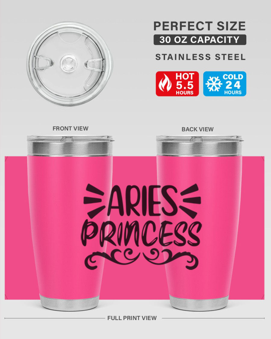 Aries Princess 117# 20oz Tumbler featuring double wall vacuum insulation and a stylish design, perfect for hot and cold beverages.