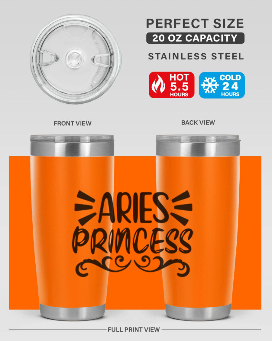 Aries Princess 117# 20oz Tumbler featuring double wall vacuum insulation and a stylish design, perfect for hot and cold beverages.