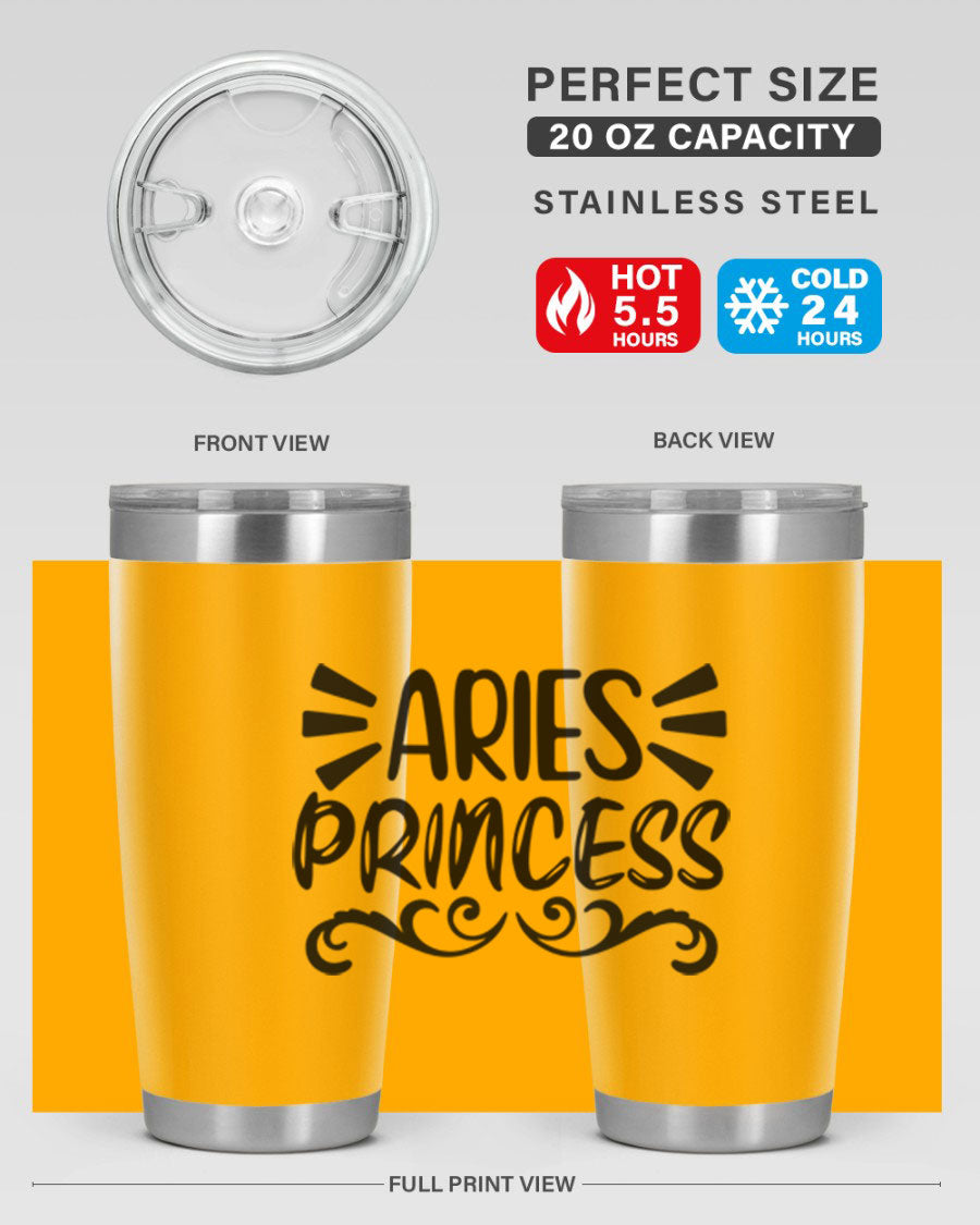 Aries Princess 117# 20oz Tumbler featuring double wall vacuum insulation and a stylish design, perfect for hot and cold beverages.