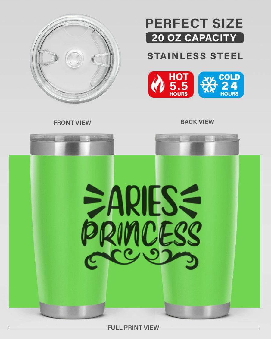 Aries Princess 117# 20oz Tumbler featuring double wall vacuum insulation and a stylish design, perfect for hot and cold beverages.