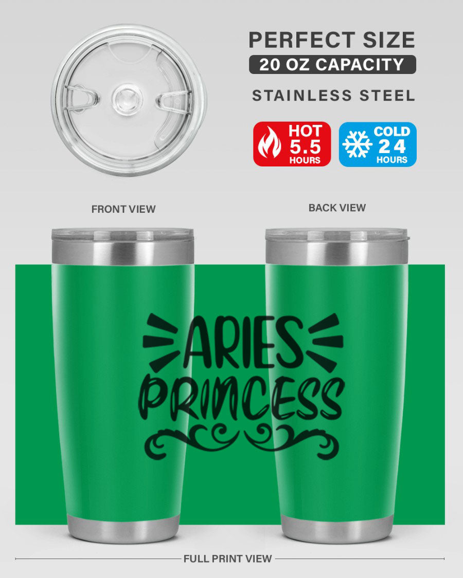 Aries Princess 117# 20oz Tumbler featuring double wall vacuum insulation and a stylish design, perfect for hot and cold beverages.