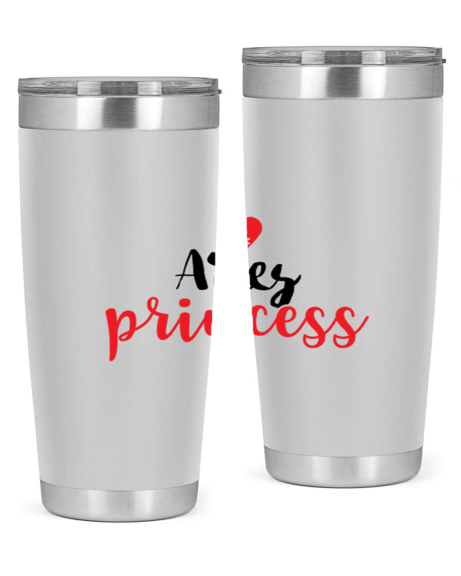 Aries Princess 98# Tumbler in stainless steel with a vibrant zodiac design, showcasing its double wall vacuum insulation and drink-thru lid.