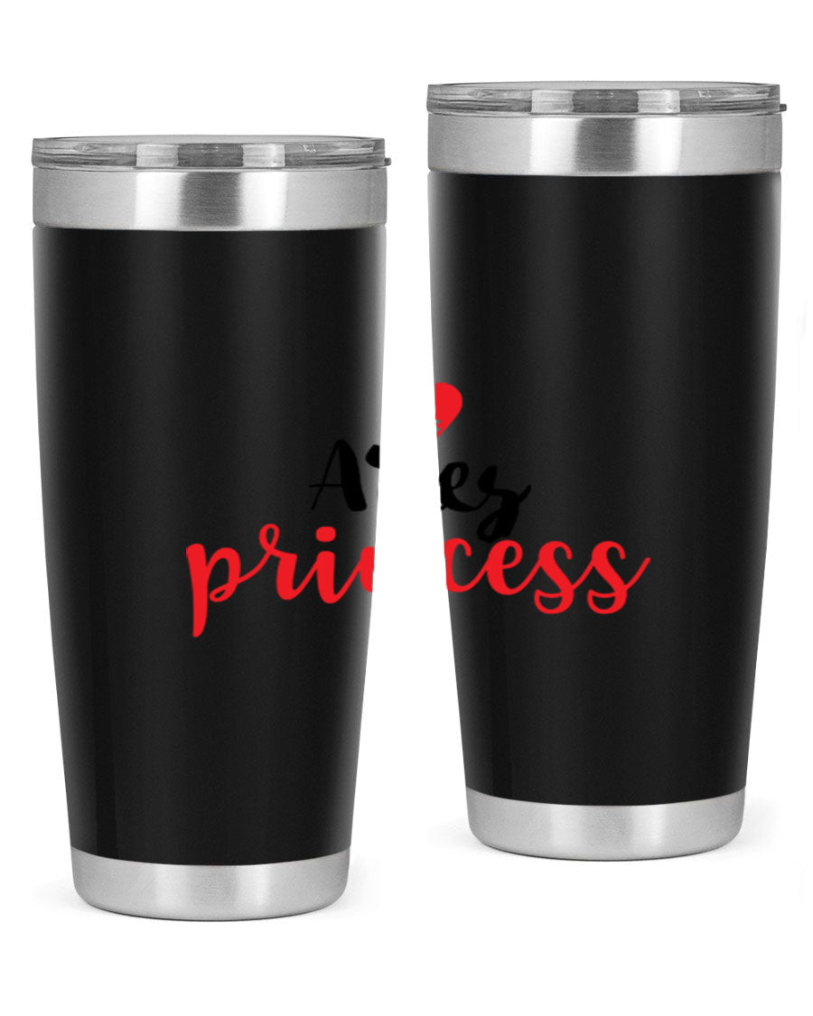 Aries Princess 98# Tumbler in stainless steel with a vibrant zodiac design, showcasing its double wall vacuum insulation and drink-thru lid.