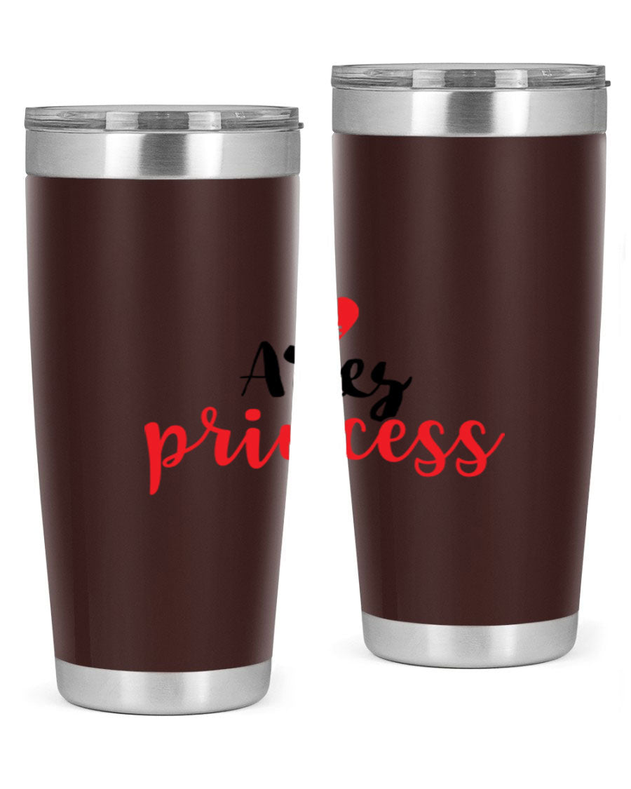 Aries Princess 98# Tumbler in stainless steel with a vibrant zodiac design, showcasing its double wall vacuum insulation and drink-thru lid.