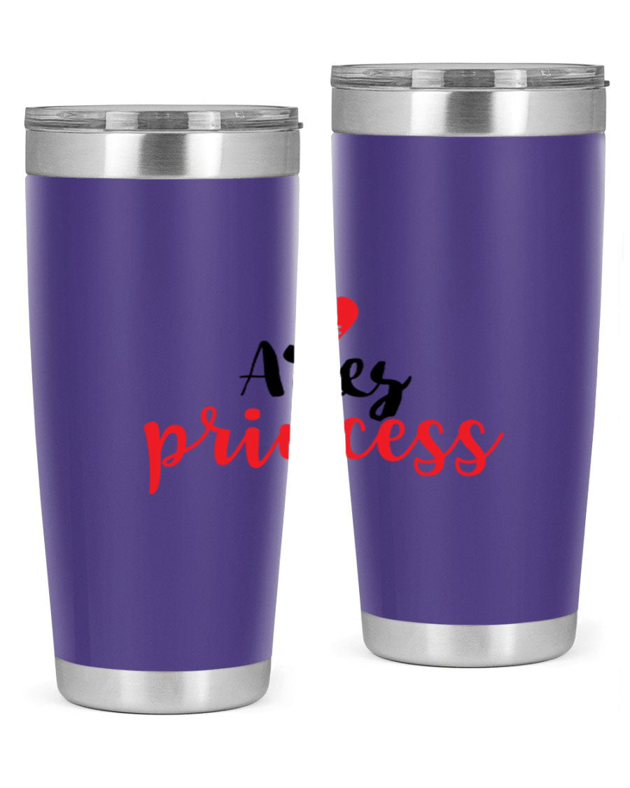 Aries Princess 98# Tumbler in stainless steel with a vibrant zodiac design, showcasing its double wall vacuum insulation and drink-thru lid.