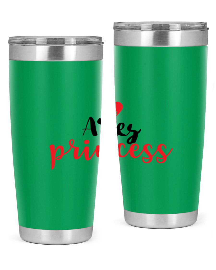 Aries Princess 98# Tumbler in stainless steel with a vibrant zodiac design, showcasing its double wall vacuum insulation and drink-thru lid.