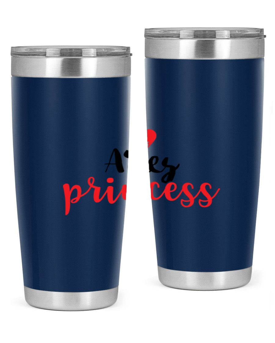 Aries Princess 98# Tumbler in stainless steel with a vibrant zodiac design, showcasing its double wall vacuum insulation and drink-thru lid.