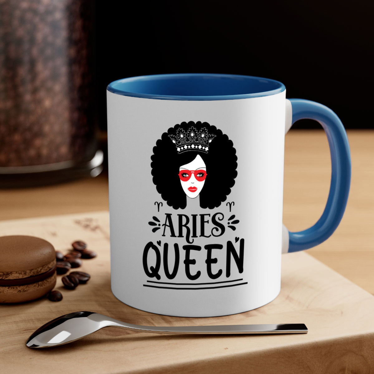 Aries queen 120# Mug with a glossy finish, featuring a colored handle and interior, available in five vibrant colors.