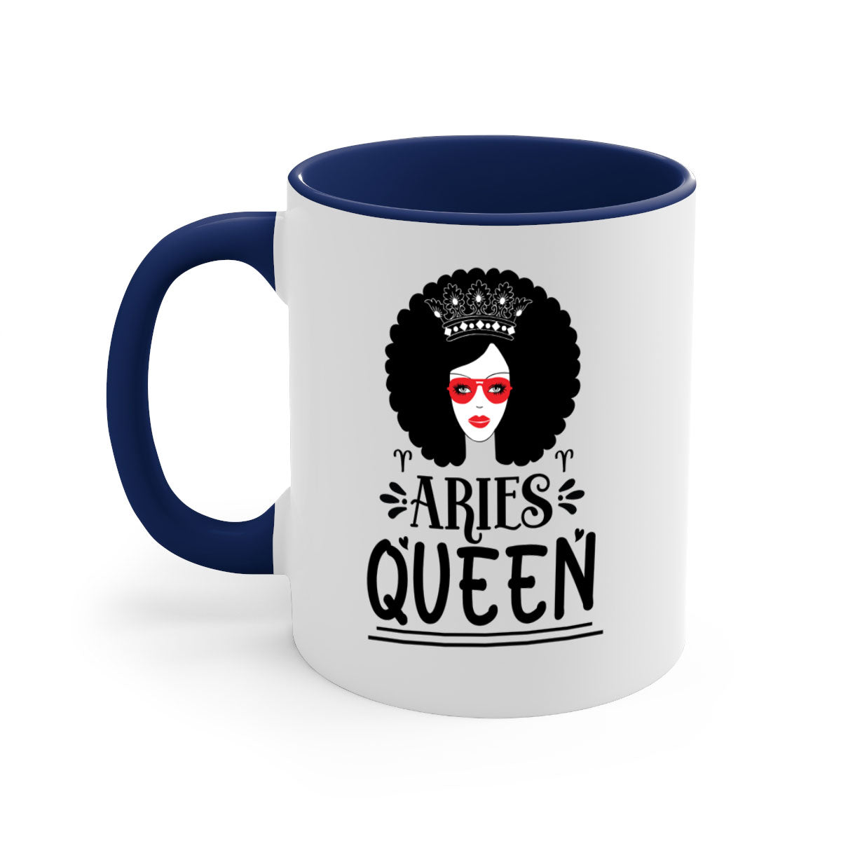 Aries queen 120# Mug with a glossy finish, featuring a colored handle and interior, available in five vibrant colors.