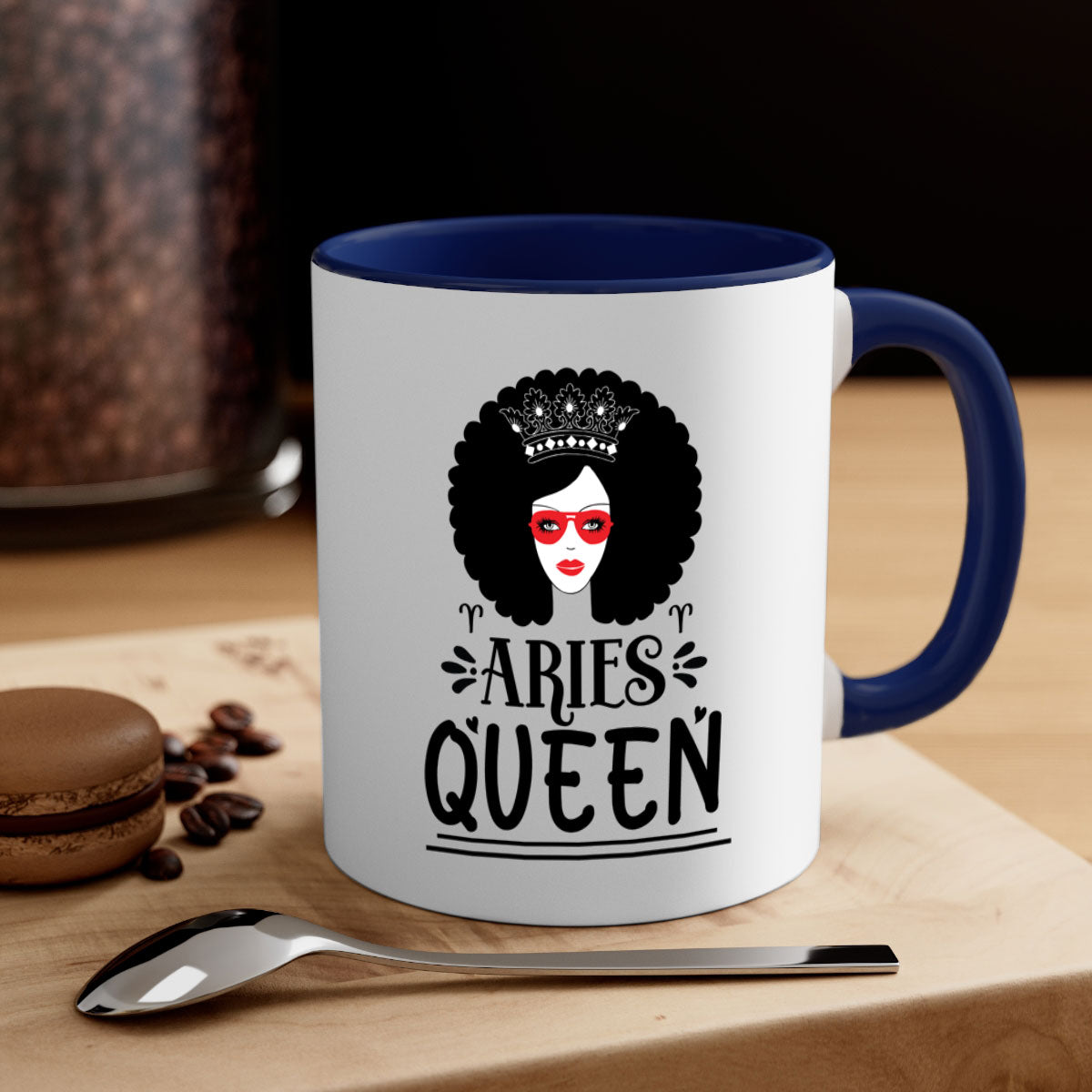 Aries queen 120# Mug with a glossy finish, featuring a colored handle and interior, available in five vibrant colors.