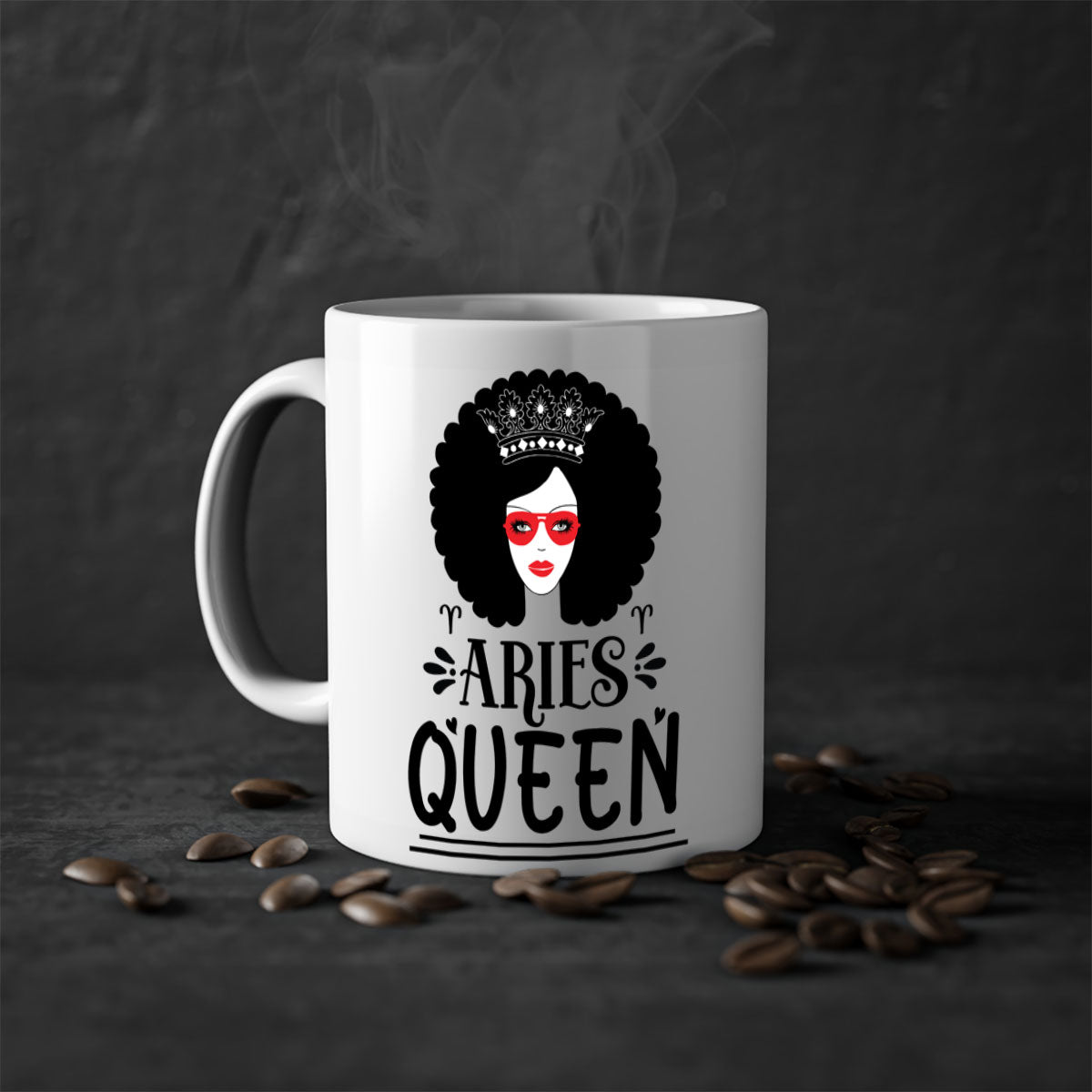 Aries queen 120# Mug with a glossy finish, featuring a colored handle and interior, available in five vibrant colors.