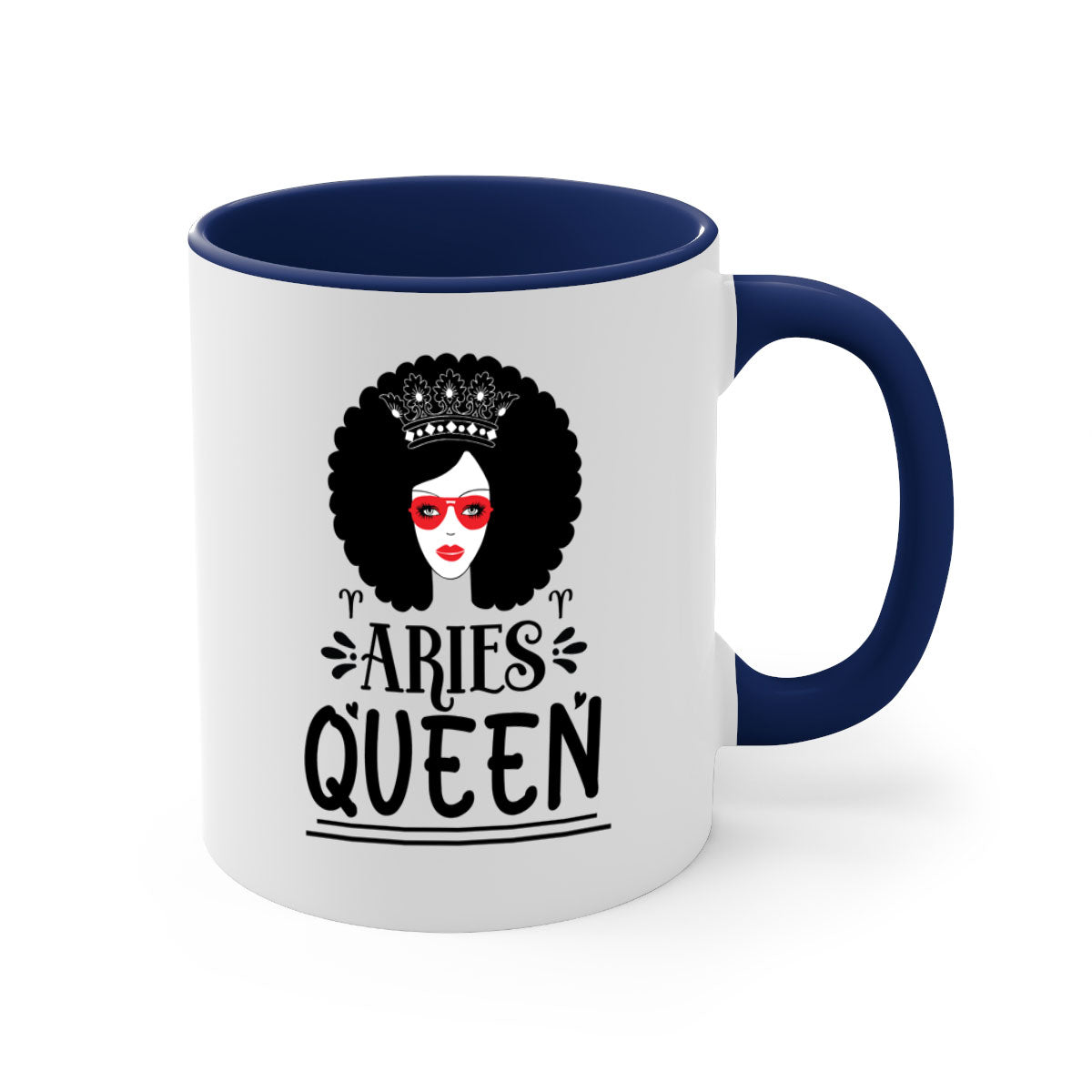 Aries queen 120# Mug with a glossy finish, featuring a colored handle and interior, available in five vibrant colors.