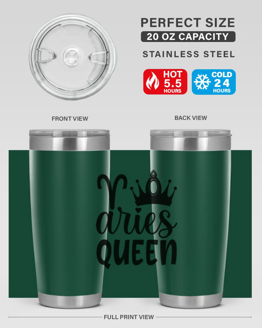 Aries Queen 118# Tumbler in stainless steel with a stylish design, perfect for hot and cold beverages.