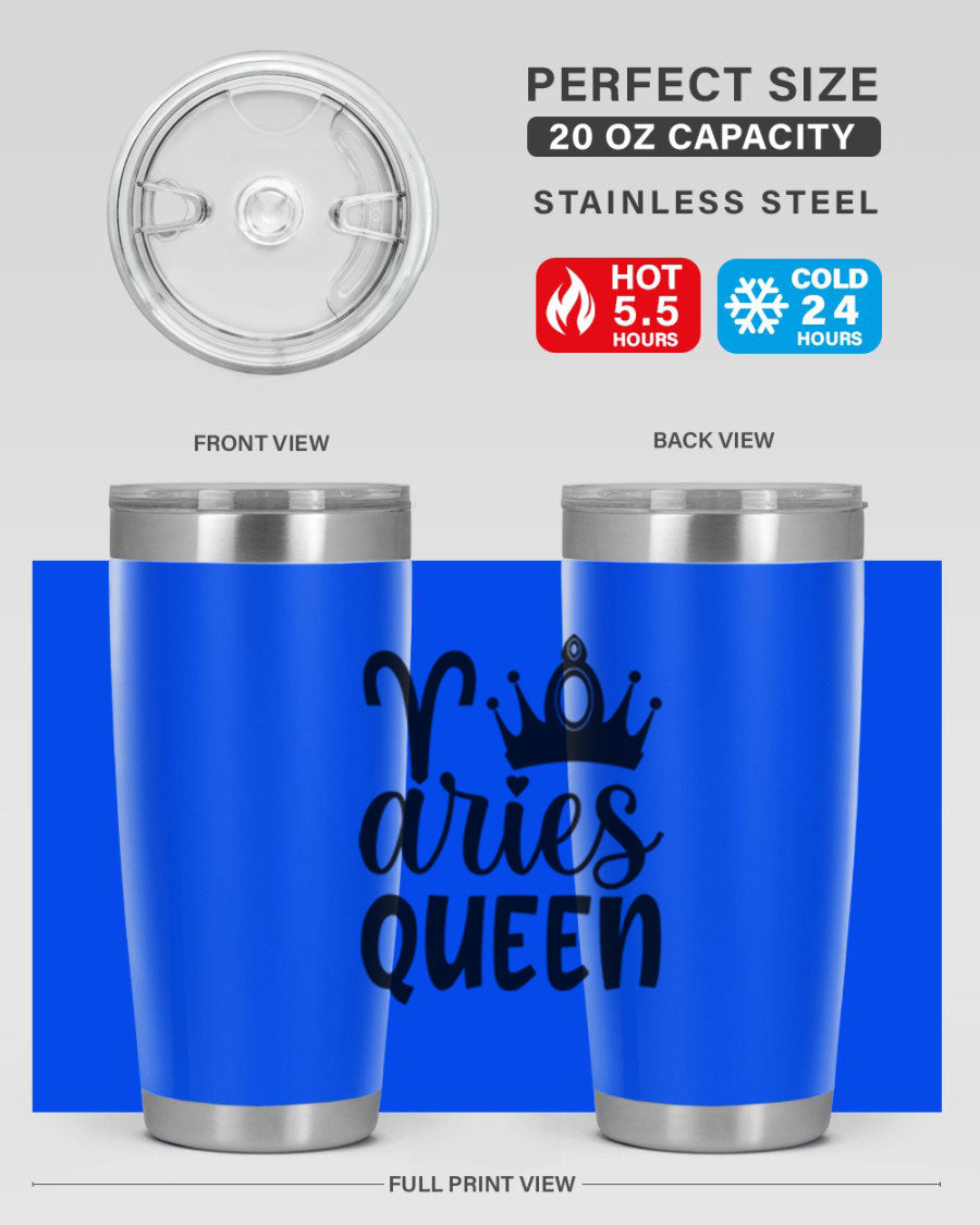 Aries Queen 118# Tumbler in stainless steel with a stylish design, perfect for hot and cold beverages.