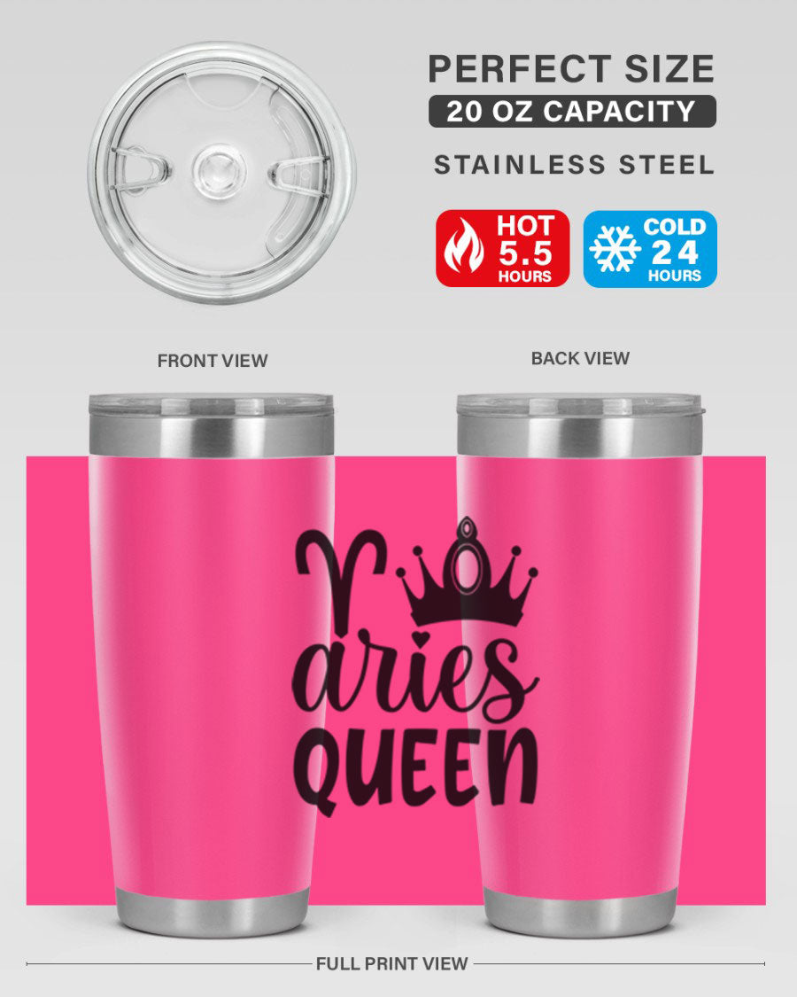 Aries Queen 118# Tumbler in stainless steel with a stylish design, perfect for hot and cold beverages.