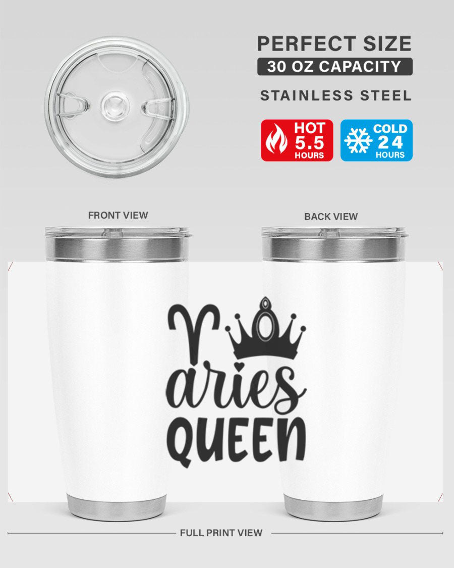 Aries Queen 118# Tumbler in stainless steel with a stylish design, perfect for hot and cold beverages.