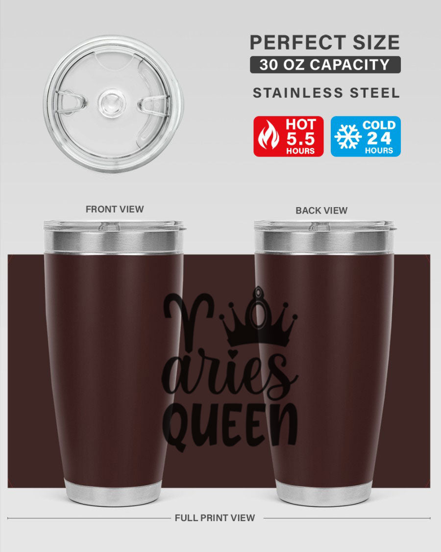 Aries Queen 118# Tumbler in stainless steel with a stylish design, perfect for hot and cold beverages.