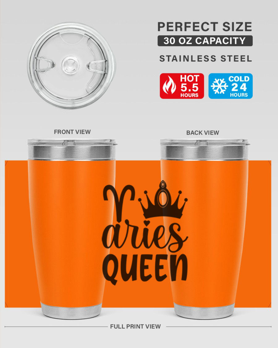 Aries Queen 118# Tumbler in stainless steel with a stylish design, perfect for hot and cold beverages.