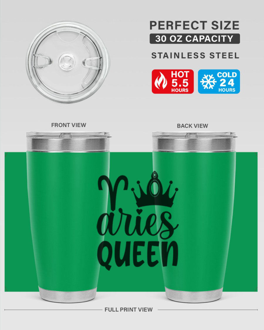 Aries Queen 118# Tumbler in stainless steel with a stylish design, perfect for hot and cold beverages.