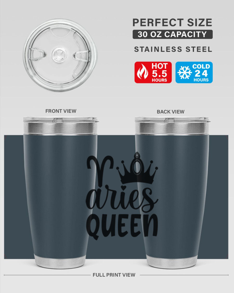 Aries Queen 118# Tumbler in stainless steel with a stylish design, perfect for hot and cold beverages.