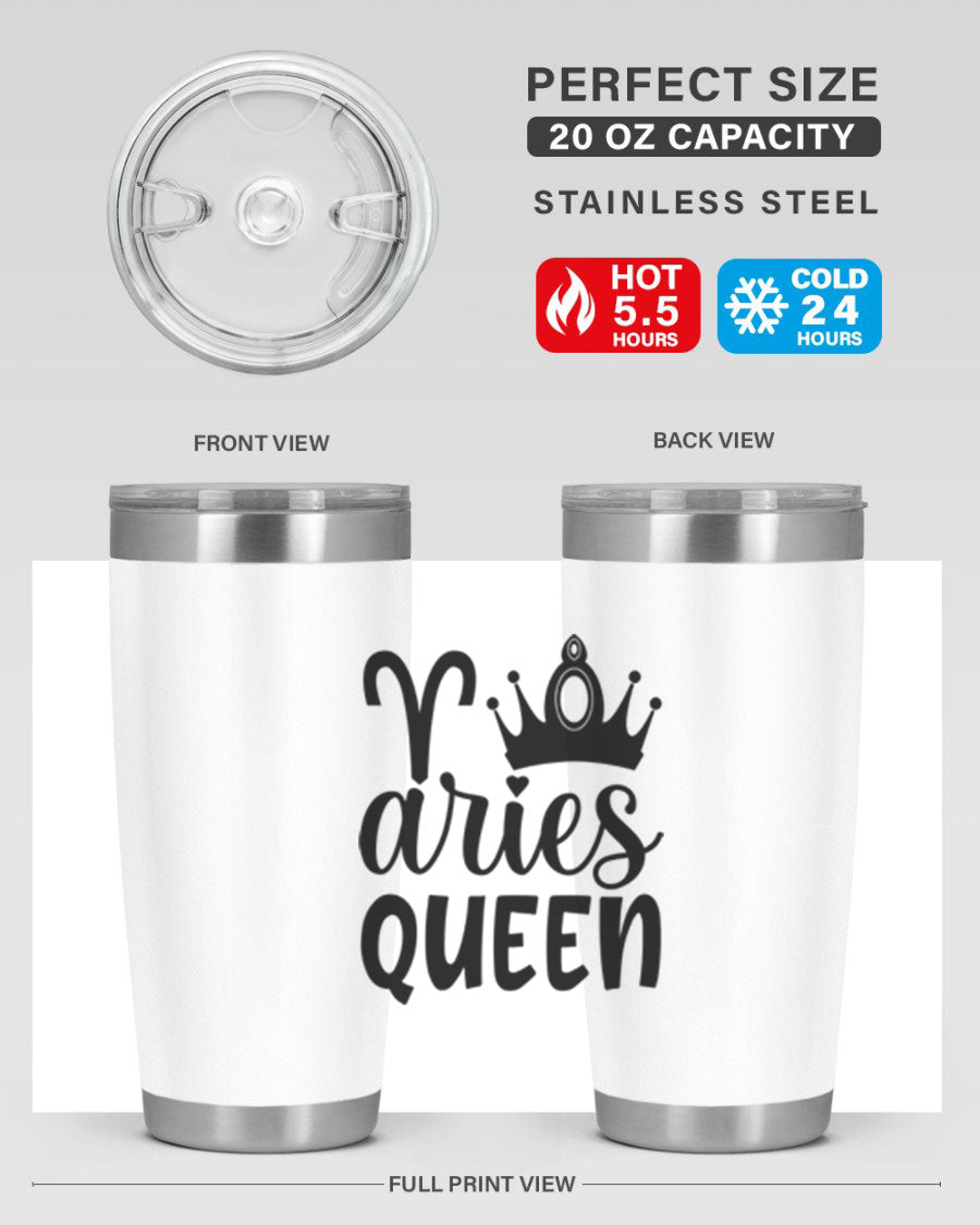 Aries Queen 118# Tumbler in stainless steel with a stylish design, perfect for hot and cold beverages.