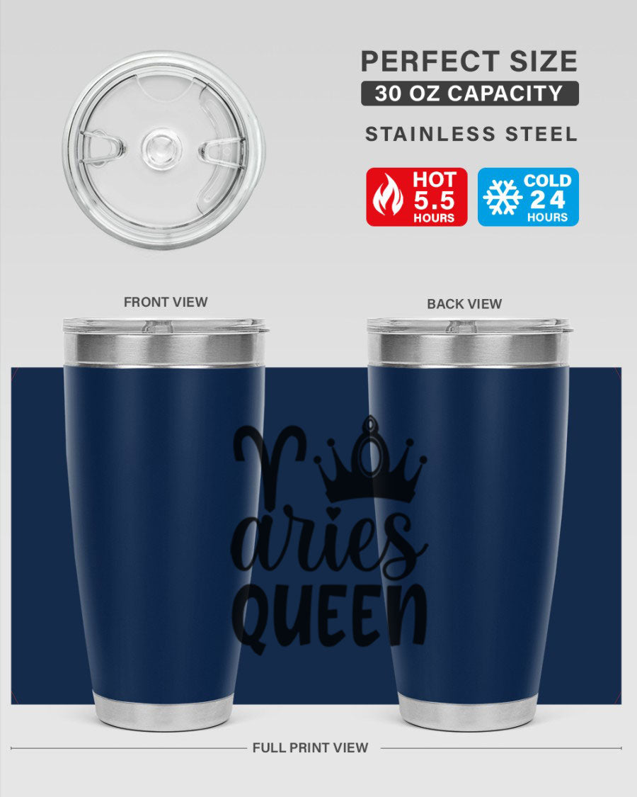 Aries Queen 118# Tumbler in stainless steel with a stylish design, perfect for hot and cold beverages.