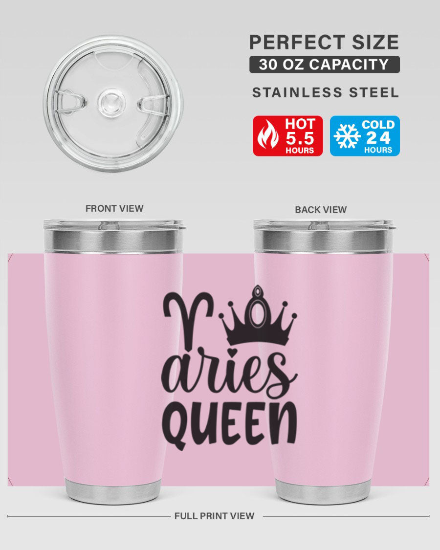 Aries Queen 118# Tumbler in stainless steel with a stylish design, perfect for hot and cold beverages.