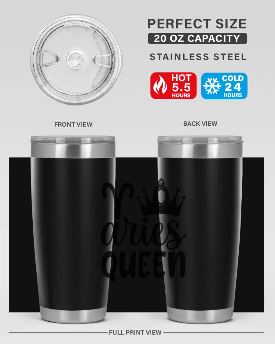 Aries Queen 118# Tumbler in stainless steel with a stylish design, perfect for hot and cold beverages.