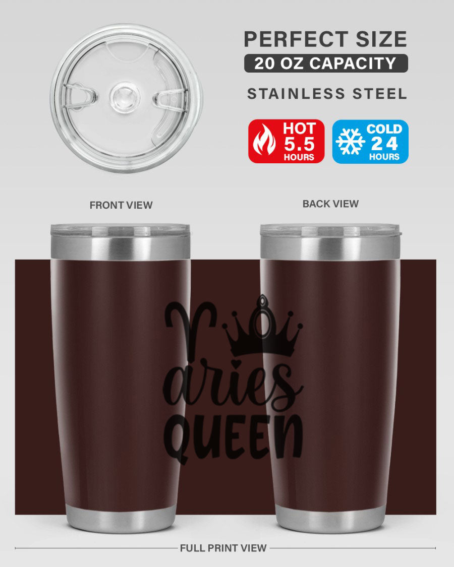 Aries Queen 118# Tumbler in stainless steel with a stylish design, perfect for hot and cold beverages.