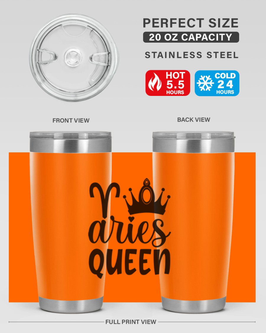 Aries Queen 118# Tumbler in stainless steel with a stylish design, perfect for hot and cold beverages.