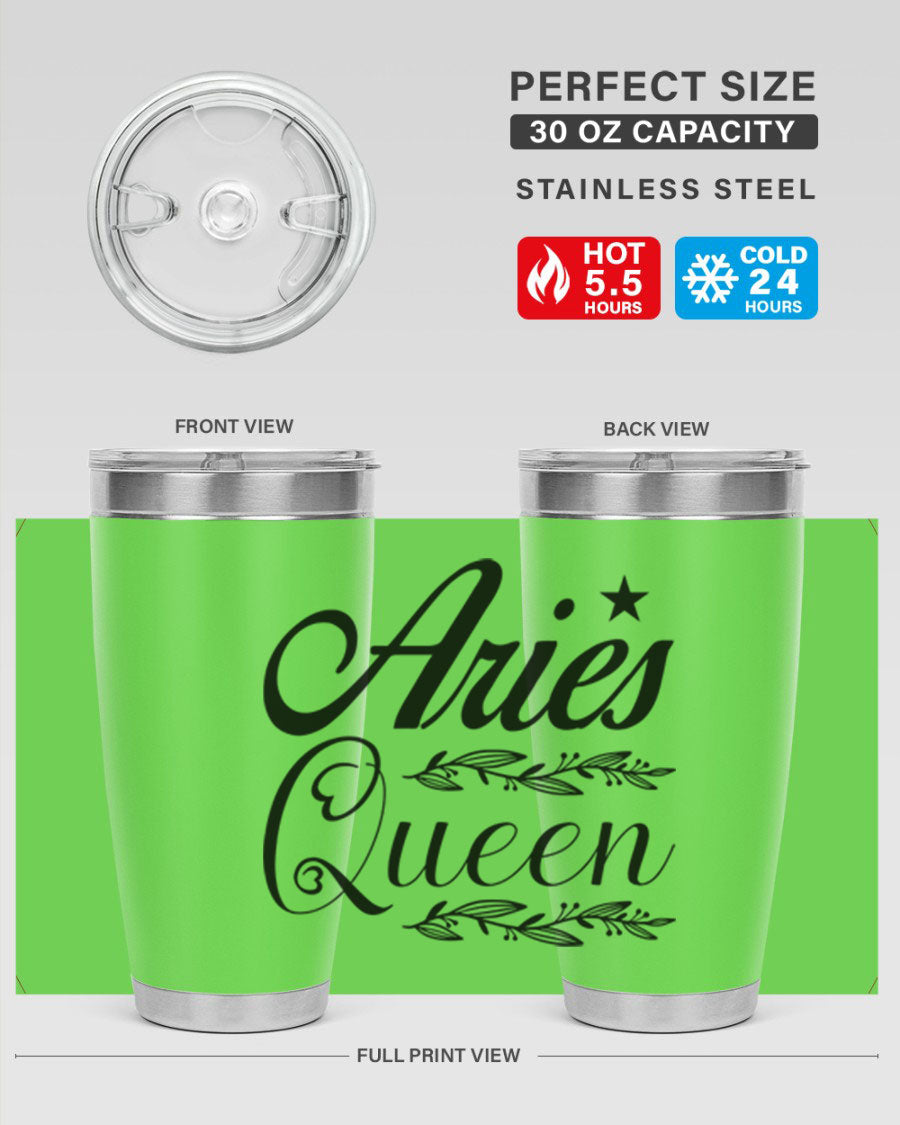 Aries Queen 119# Tumbler in stainless steel with a stylish design, perfect for hot and cold beverages.