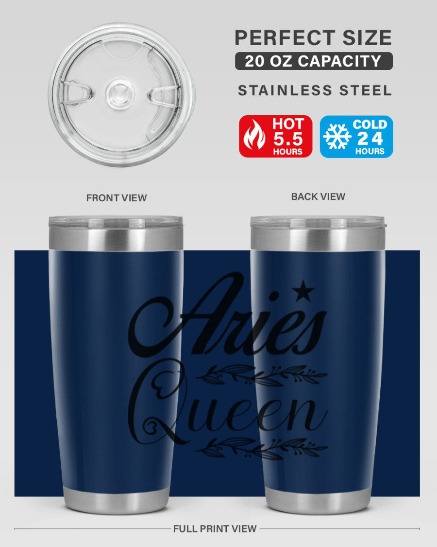 Aries Queen 119# Tumbler in stainless steel with a stylish design, perfect for hot and cold beverages.