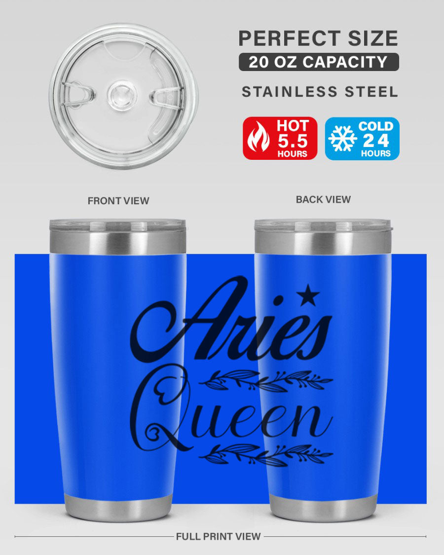 Aries Queen 119# Tumbler in stainless steel with a stylish design, perfect for hot and cold beverages.