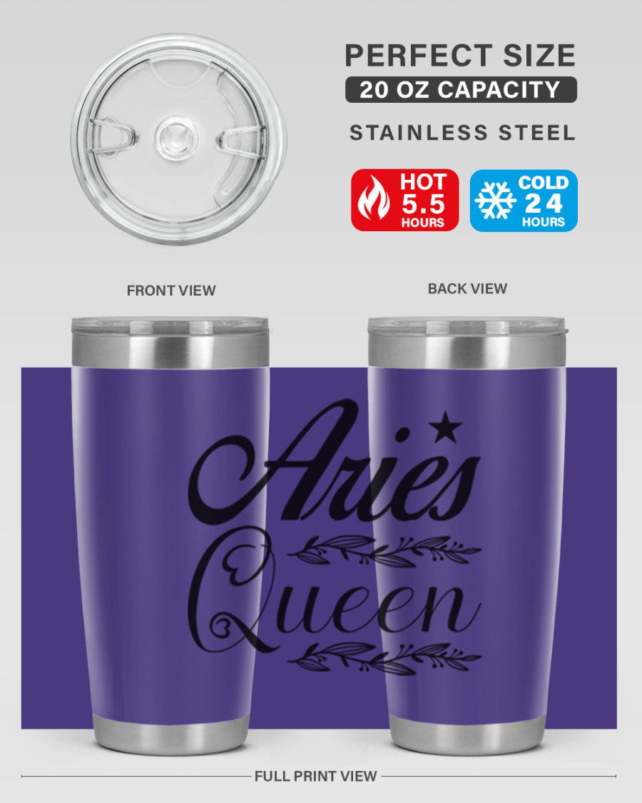 Aries Queen 119# Tumbler in stainless steel with a stylish design, perfect for hot and cold beverages.