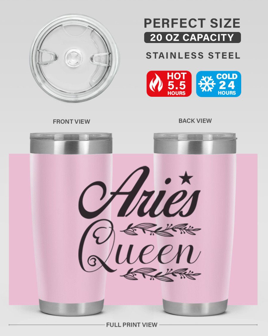 Aries Queen 119# Tumbler in stainless steel with a stylish design, perfect for hot and cold beverages.