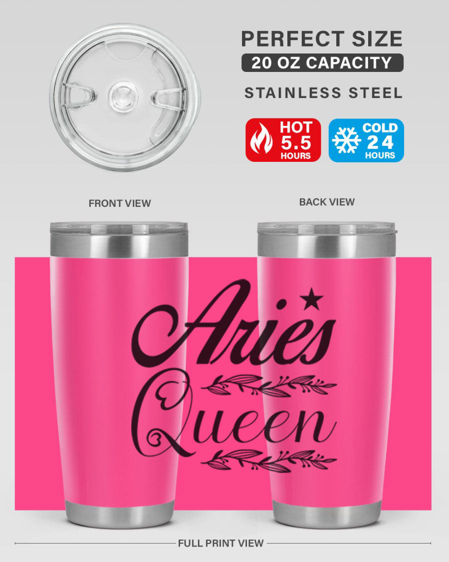 Aries Queen 119# Tumbler in stainless steel with a stylish design, perfect for hot and cold beverages.