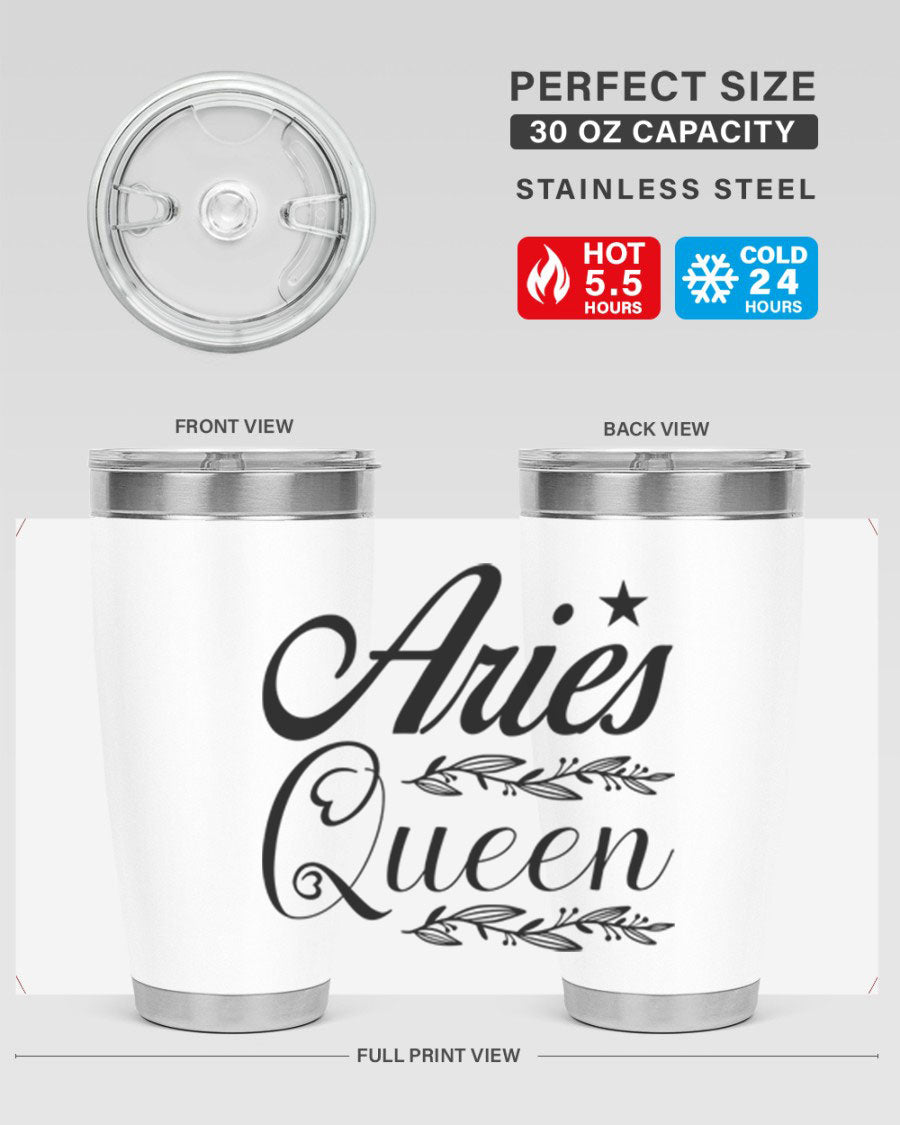 Aries Queen 119# Tumbler in stainless steel with a stylish design, perfect for hot and cold beverages.