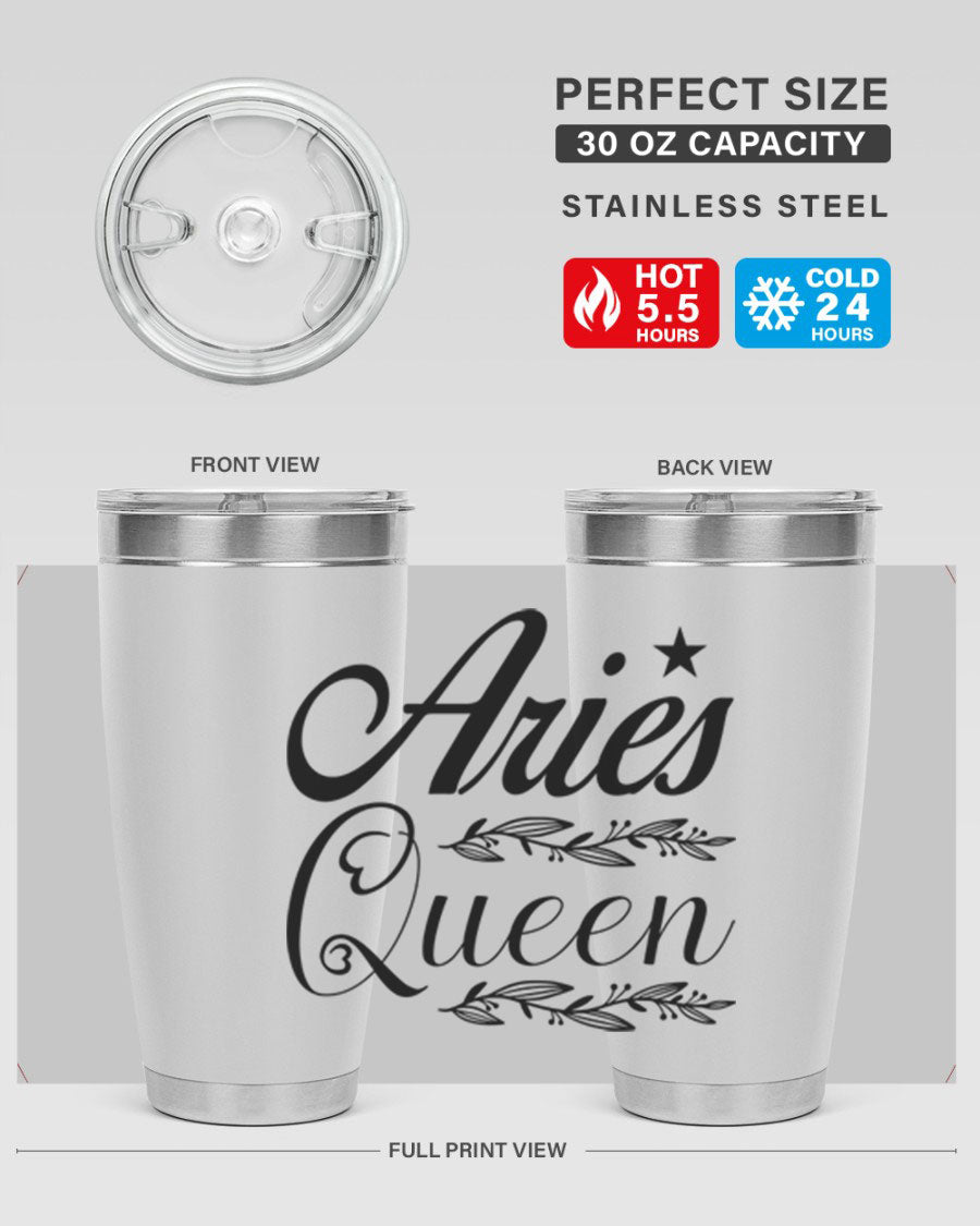 Aries Queen 119# Tumbler in stainless steel with a stylish design, perfect for hot and cold beverages.