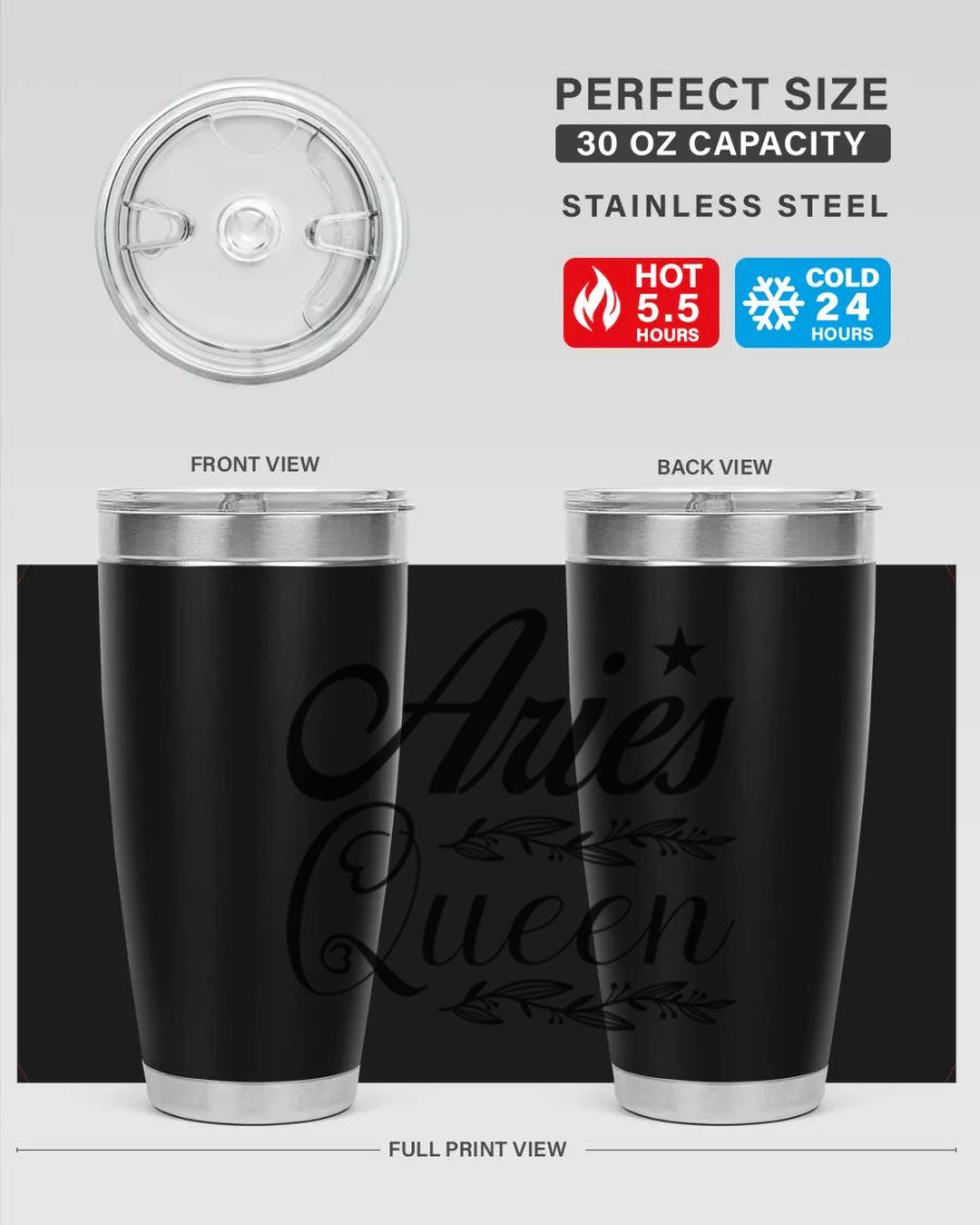 Aries Queen 119# Tumbler in stainless steel with a stylish design, perfect for hot and cold beverages.