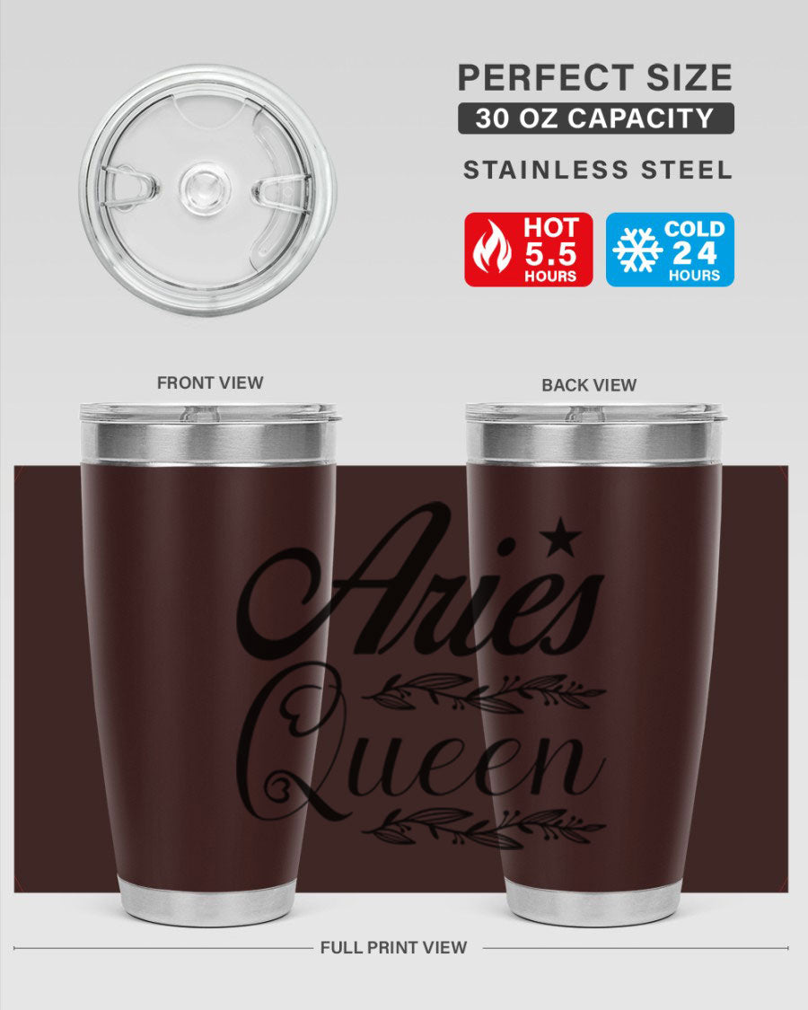 Aries Queen 119# Tumbler in stainless steel with a stylish design, perfect for hot and cold beverages.