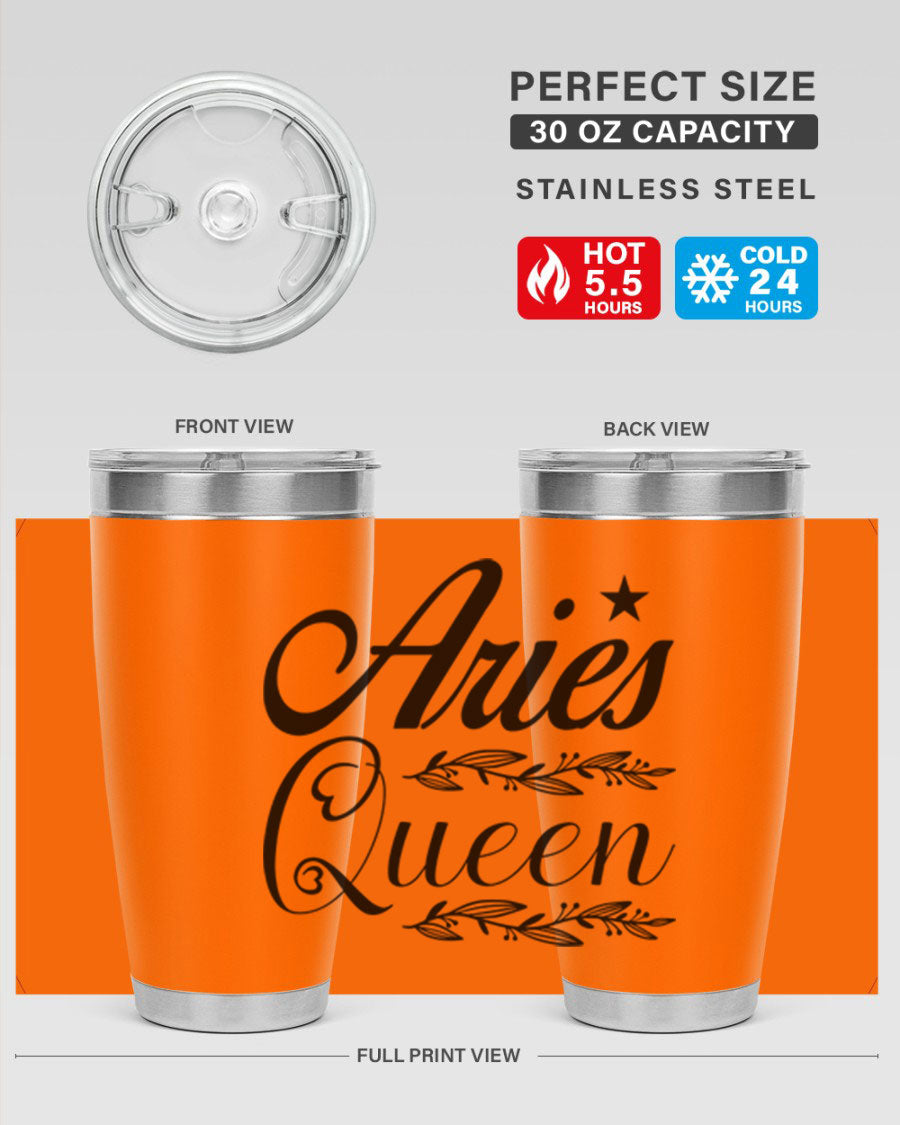 Aries Queen 119# Tumbler in stainless steel with a stylish design, perfect for hot and cold beverages.