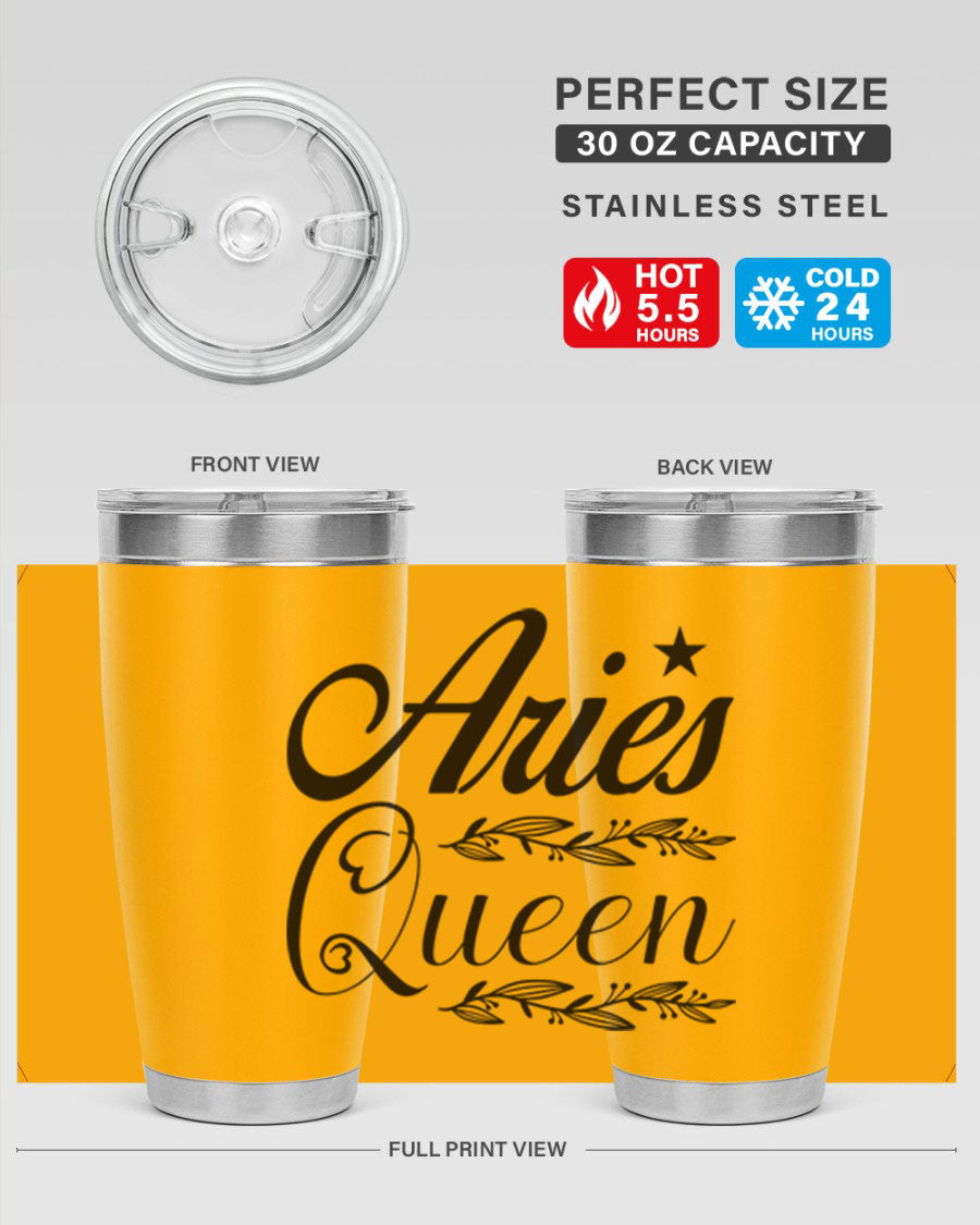 Aries Queen 119# Tumbler in stainless steel with a stylish design, perfect for hot and cold beverages.