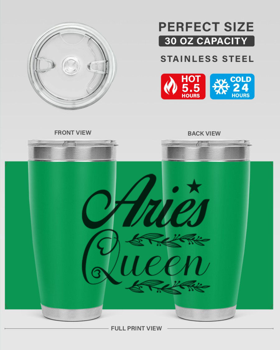 Aries Queen 119# Tumbler in stainless steel with a stylish design, perfect for hot and cold beverages.