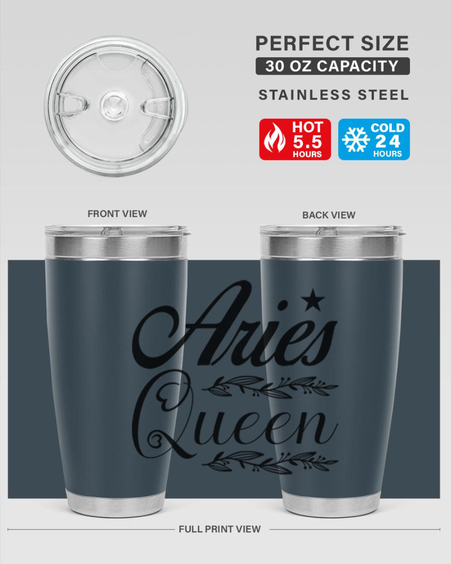 Aries Queen 119# Tumbler in stainless steel with a stylish design, perfect for hot and cold beverages.